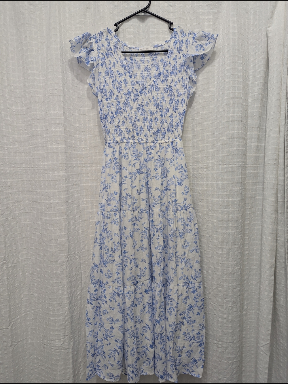 By The River Blue Floral Smocked Maxi Dress